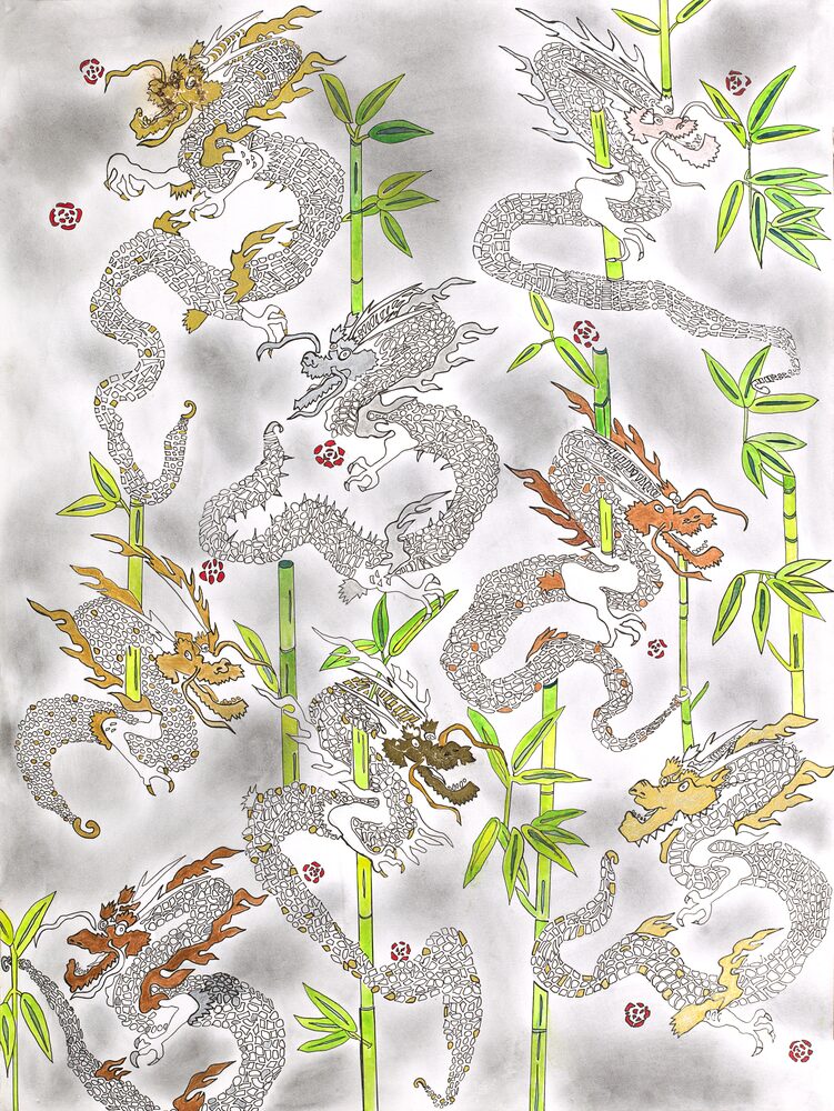 Dragons Magical Power, original painting by Three Feathers Art